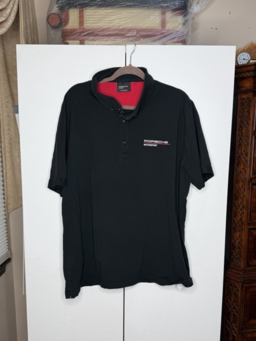 Porsche Motorsport Black Polo Collared Short Sleeve Shirt Cotton Mens XXL